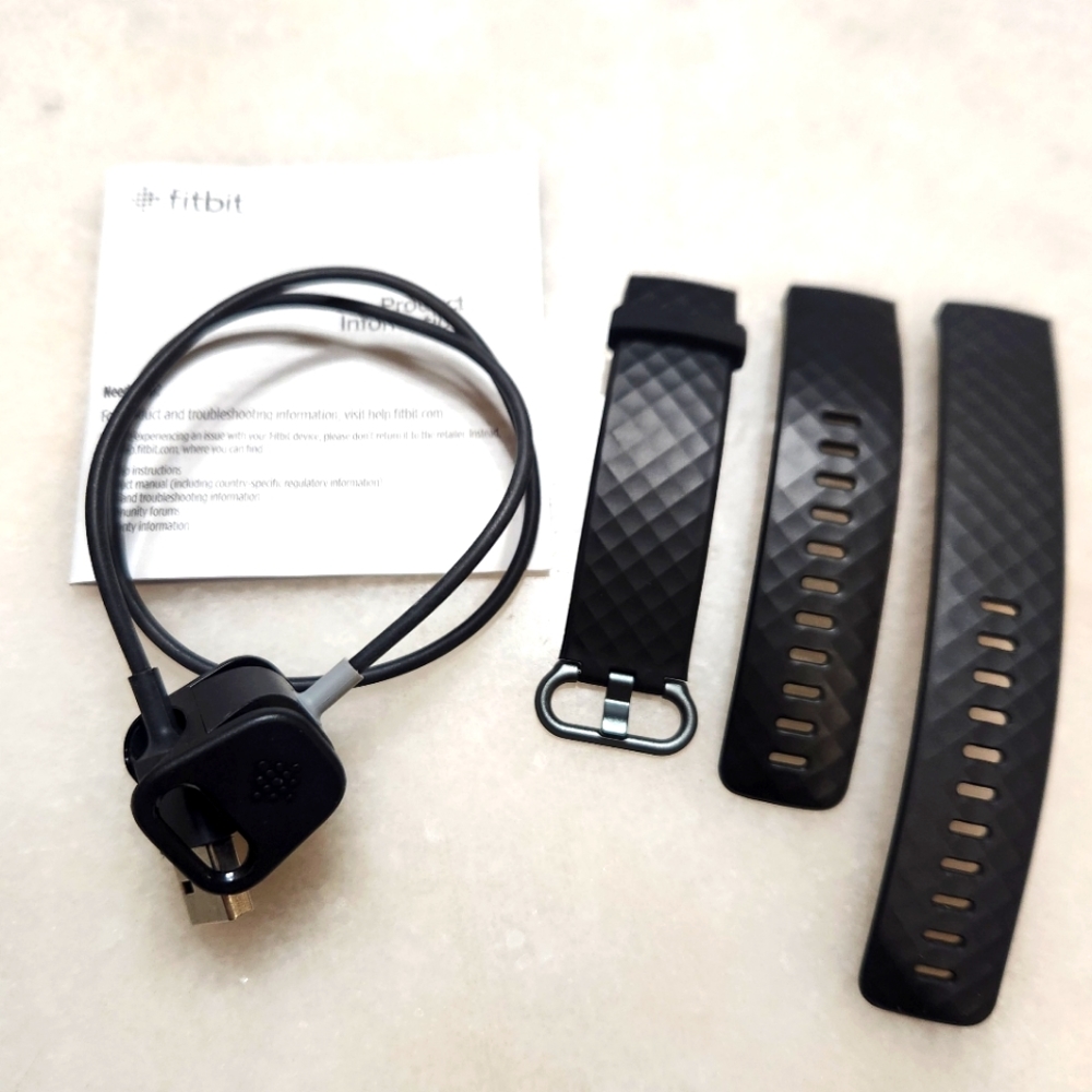 Fitbit Charge 4 Accessories Bundle Charger Charge Cable + Black Strap